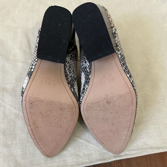 ABLE Snakeskin Leather Block Heeled Mules Pointed-Toe BRAZIL MADE - Picture 8 of 10